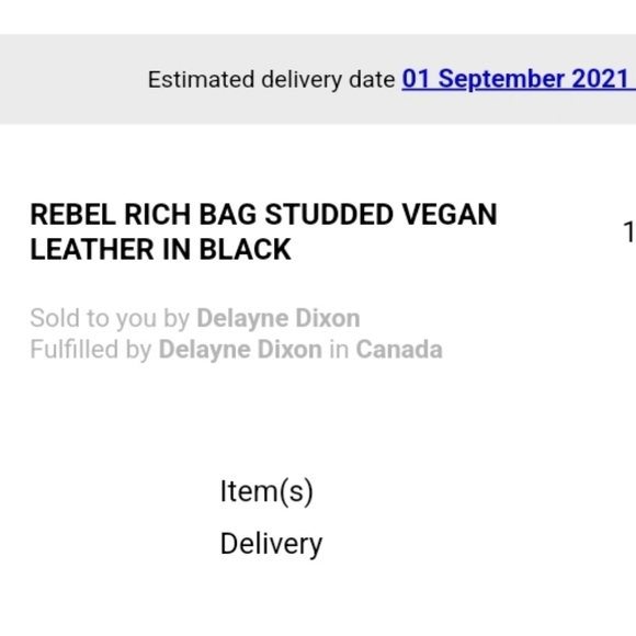 REBEL RICH BLACK VEGAN LEATHER STUDDED BAG WOLF AND BADGER NEW - Picture 8 of 8